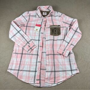 MFC Women's Pink Plaid Button Down Shirt